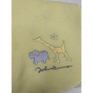 Carters Yellow Fleece John Lennon Baby Blanket Elephant Giraffe Sun Real Love